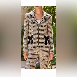 Peggy Jennings ~ Couture Black and Cream Textured Jacket with Silk Lining 🖤 S/M